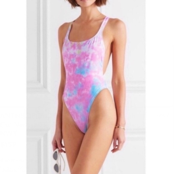Anthropologie Pink and Blue Tie-Dye One Piece Swimsuit - Picture 6 of 9